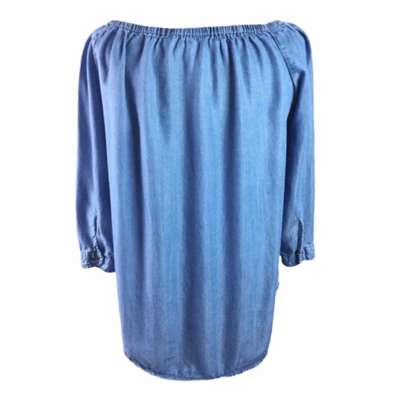 BEACHLUNCHLOUNGE Blue Chambray Off Shoulder Top Extra Large - Picture 3 of 7